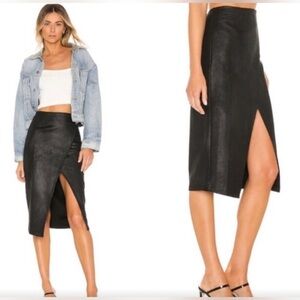 Free People Black Whitney Vegan Leather Skirt Size Small NWT